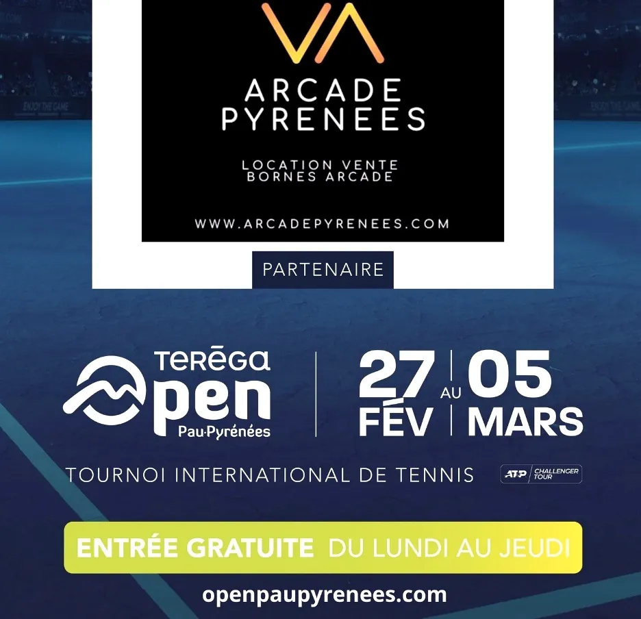 Affiche du partenariat entre Arcade Pyrénées et l’Open Pau Teréga